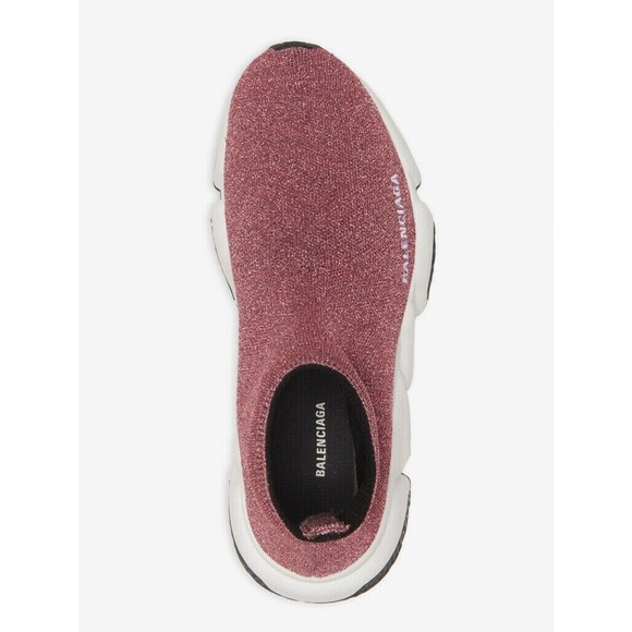 Balenciaga Women Speed Sock Trainer Pink Glitter White Black Runner Sneakers 42 - Picture 8 of 12